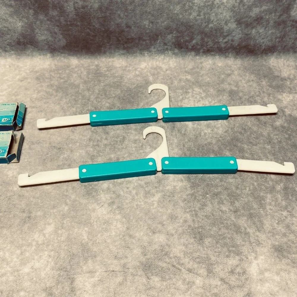 Vintage MP Foldable Plastic Hanger Set For Shirt and Coats White & Turquoise